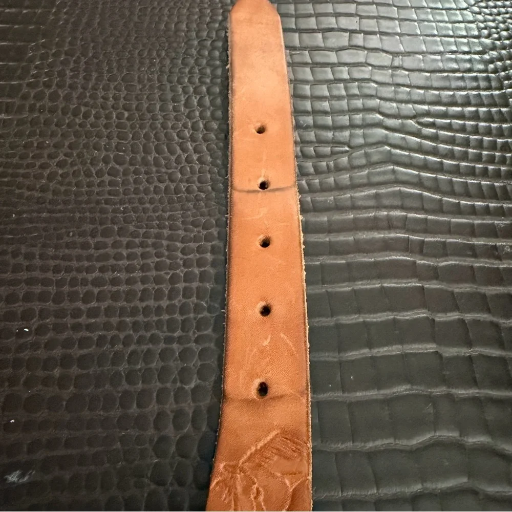 Vintage Erickson Hand-Tooled Leather Western Belt • Horse Motif Size 24